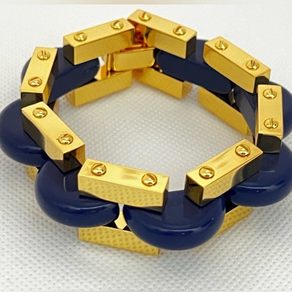 TORY BURCH navy and gold chunky bracelet. NWT - Picture 5 of 15